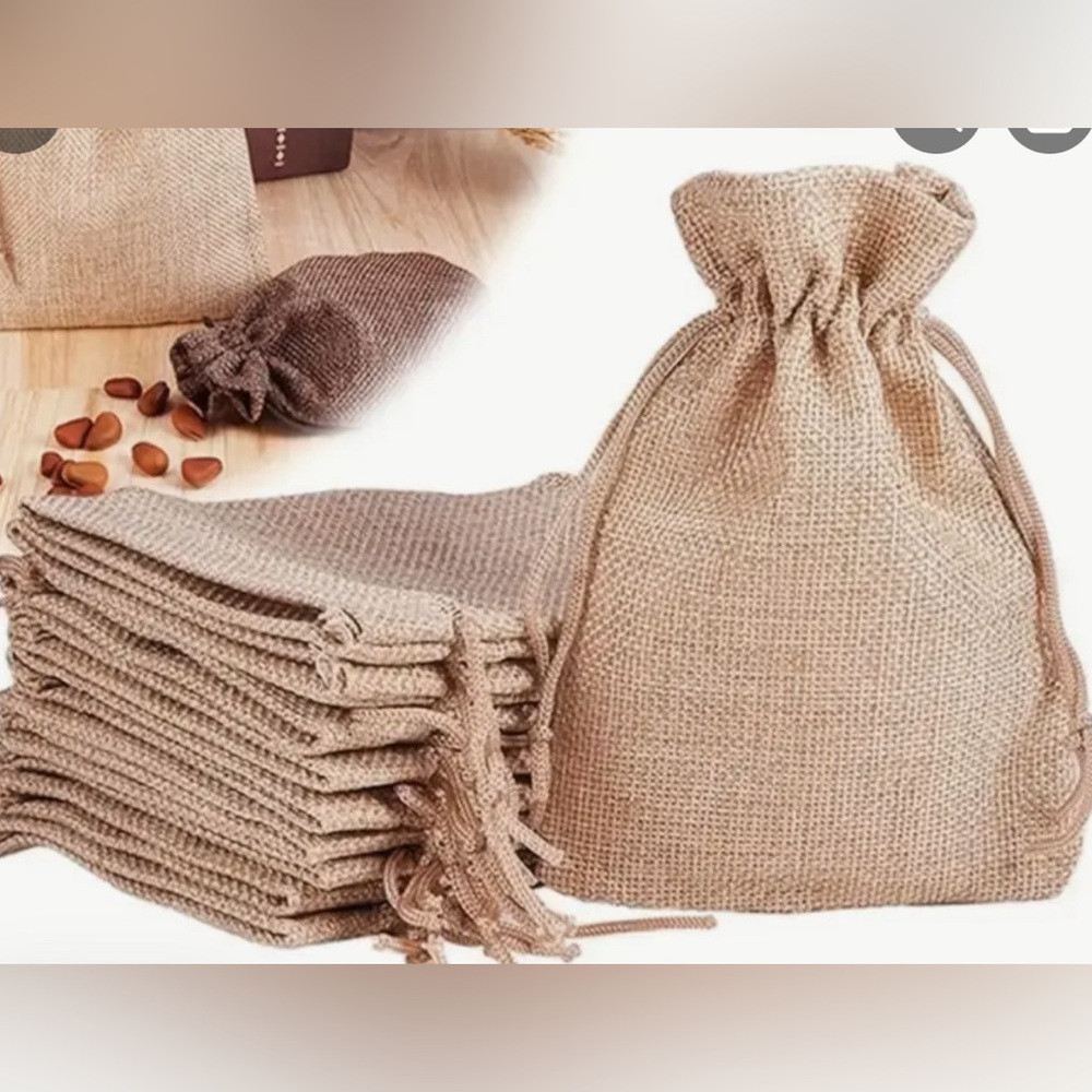 50 pcs Linen Bags with Drawstring Mouth Gifts Bags